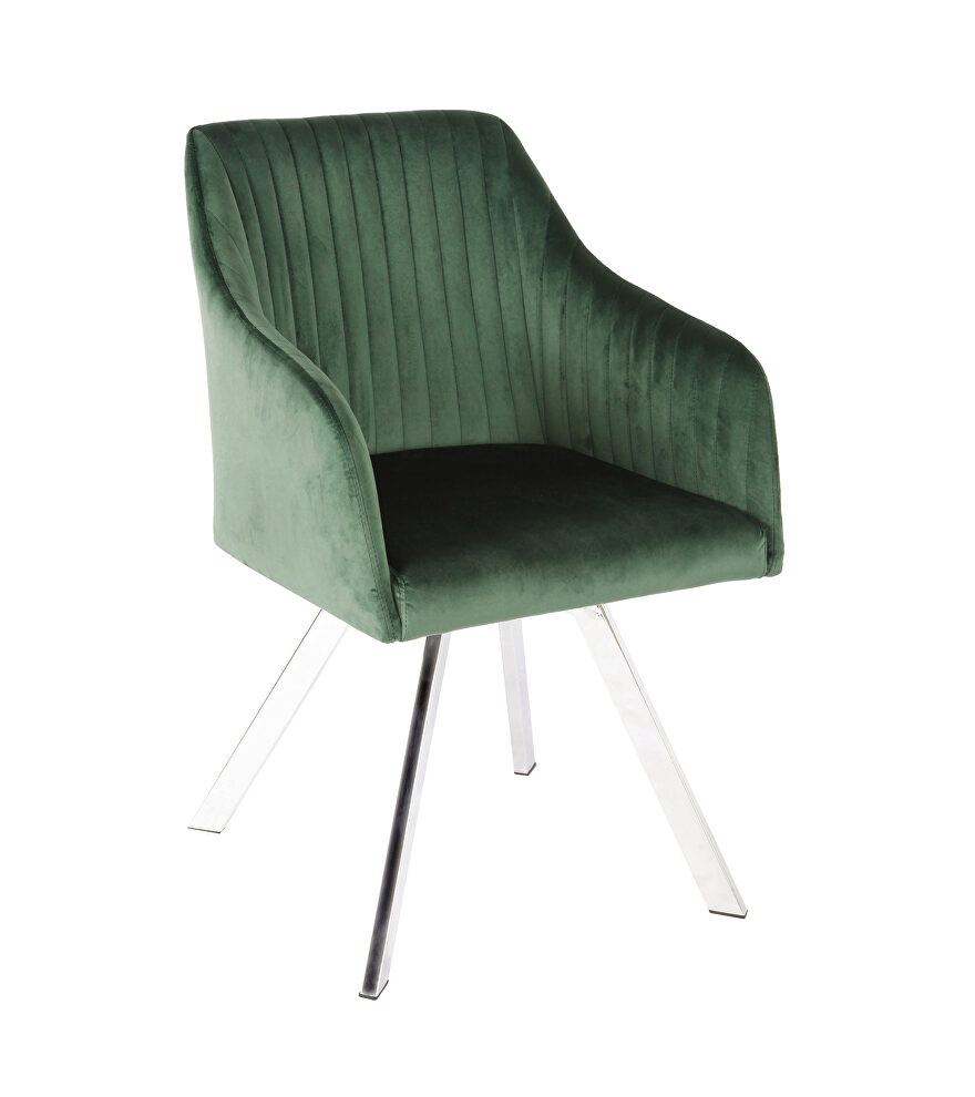 Swivel dining chair in green velvet by Coaster