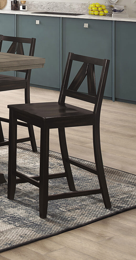 Two-tone contrasting barn gray and black sand counter ht chair by Coaster