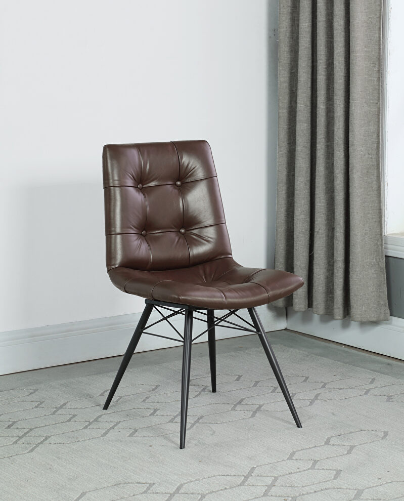 Brown leatherette side chair by Coaster