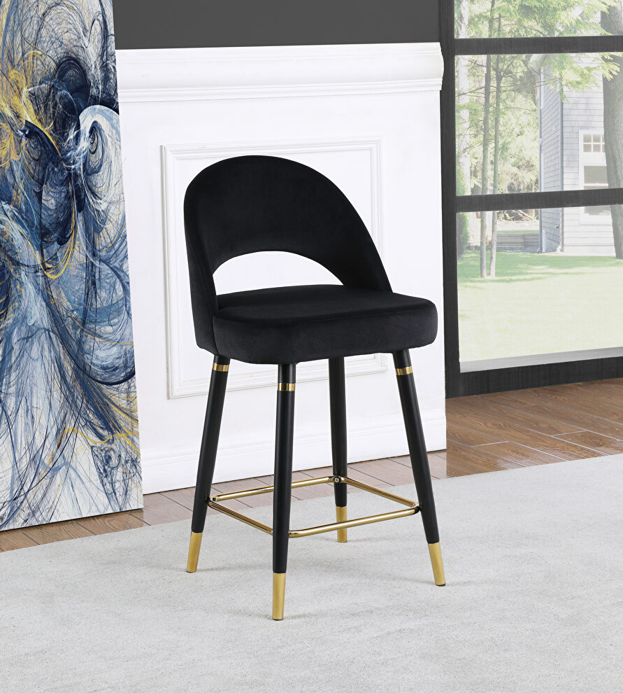 Black velvet upholstery counter height chair by Coaster