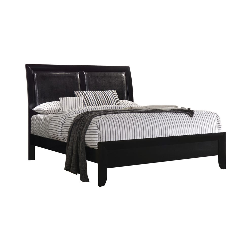 Glossy black wood finish bed in king size by Coaster