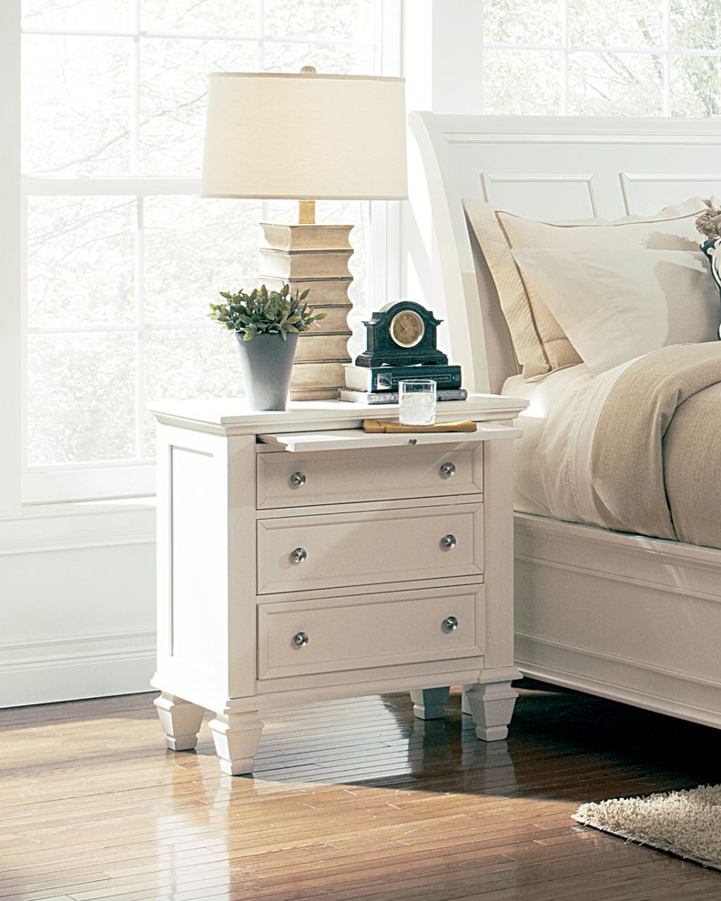 Three-drawer white nightstand with tray by Coaster