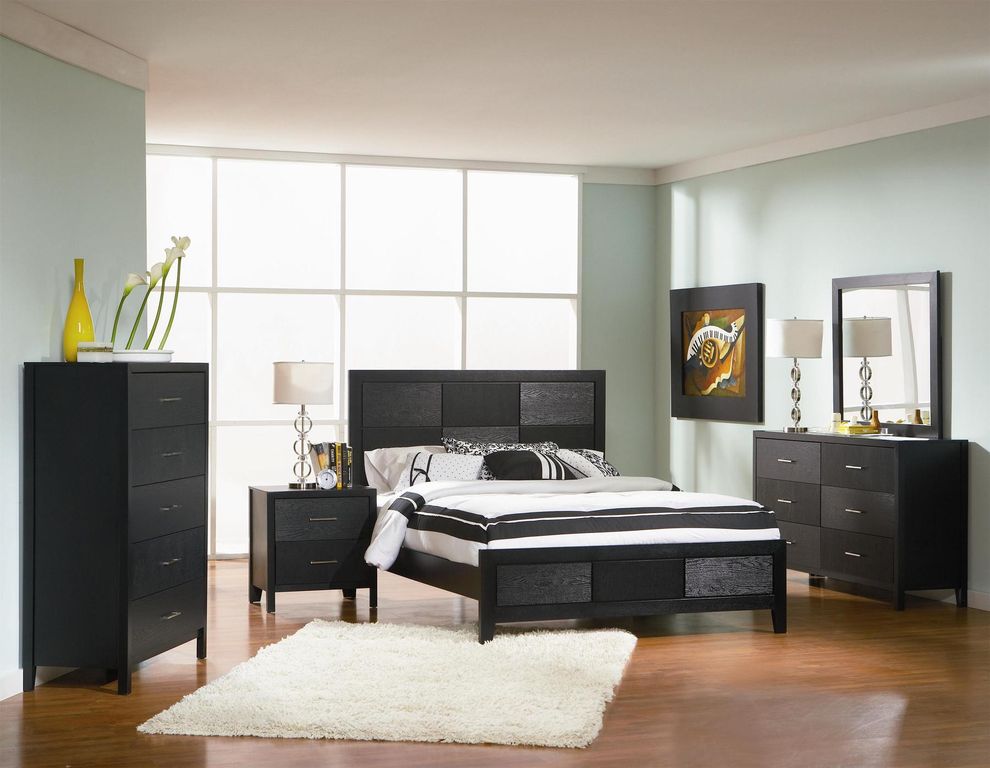 Strict simple design modern black king bed by Coaster