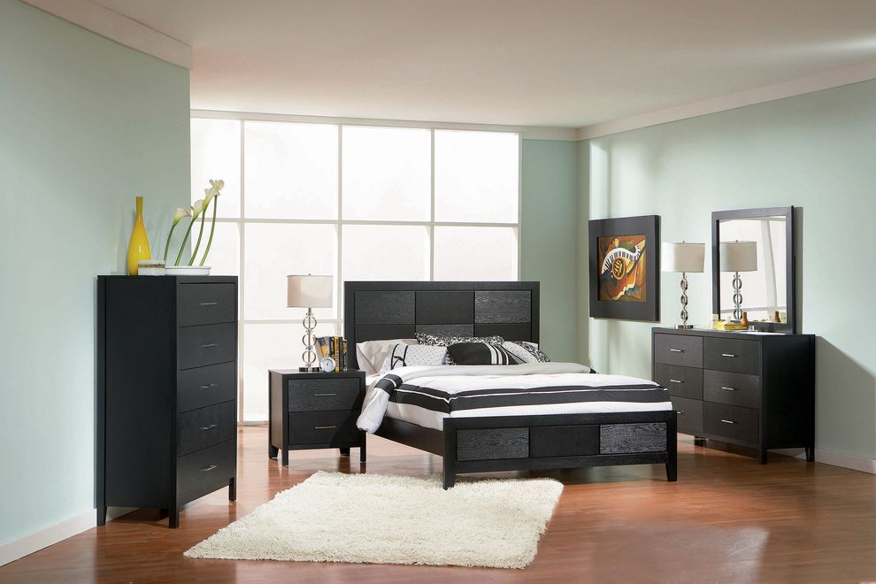 Strict design modern black wood bed by Coaster