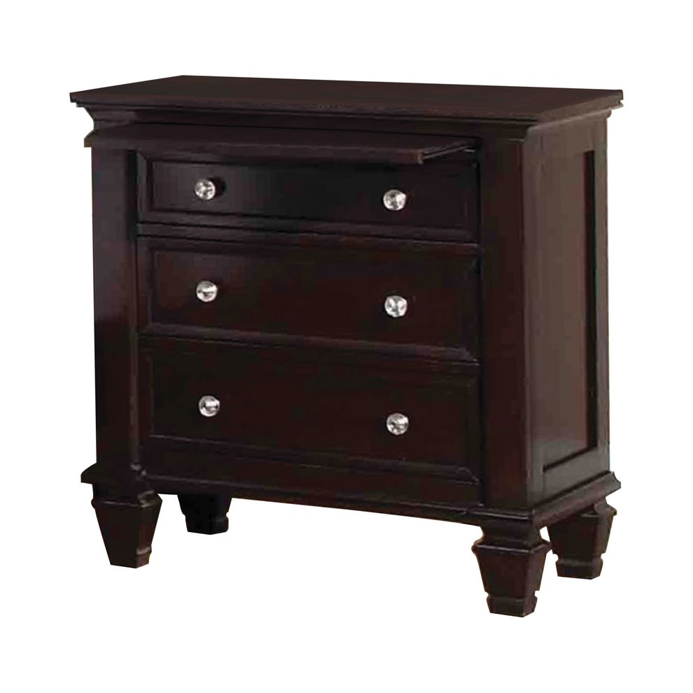 Cappuccino three-drawer nightstand by Coaster