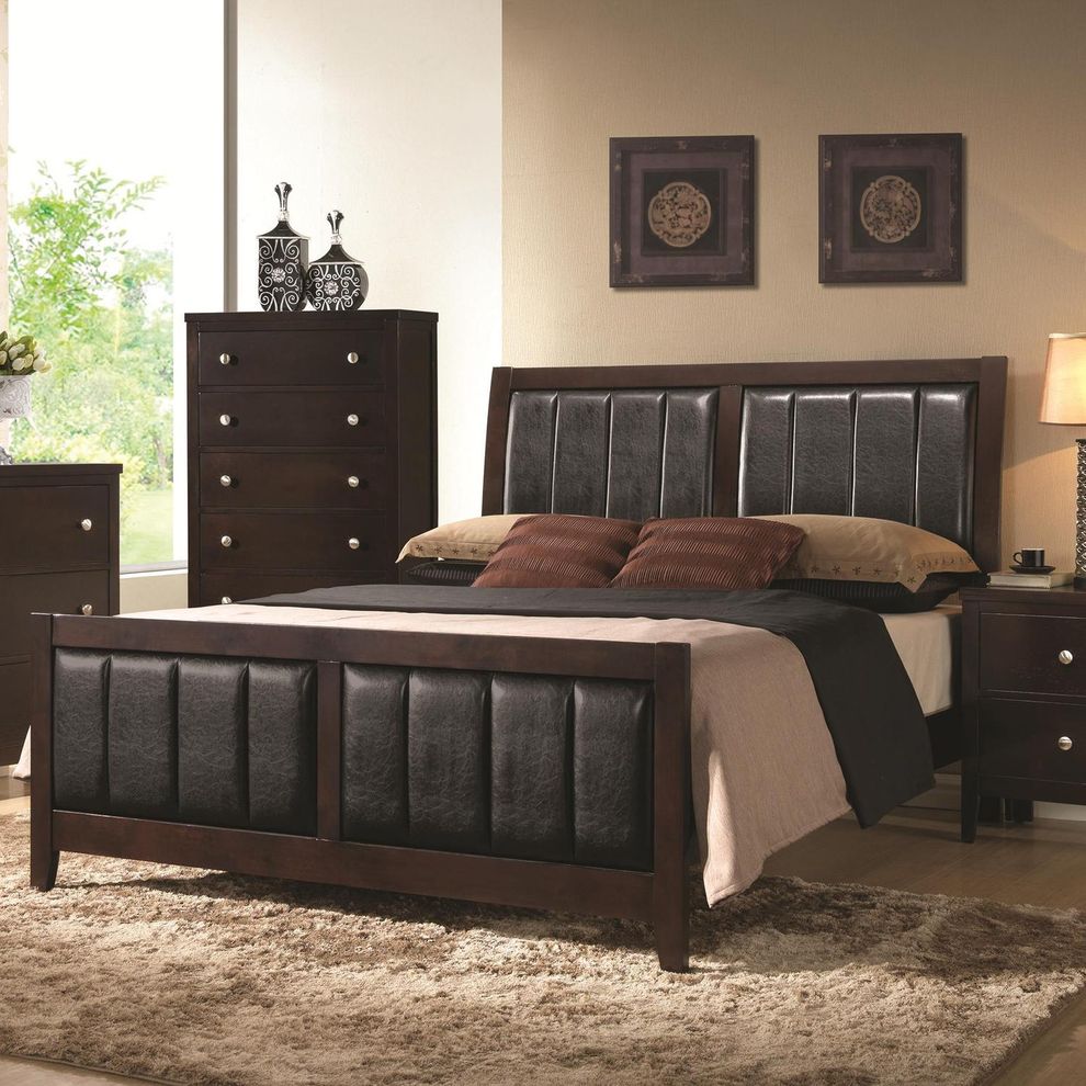 Solid woods/veneers simple king panel bed by Coaster