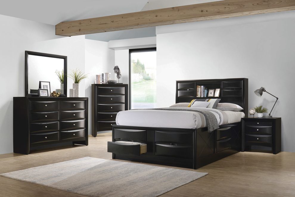 Contemporary storage bed with built-in bookshelf by Coaster