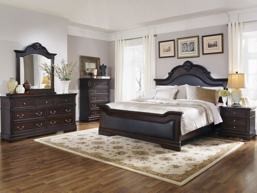 Solid wood and ocume veneers king bed by Coaster