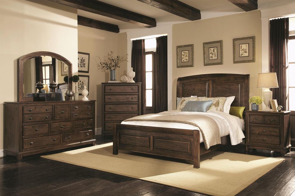Modern country style sleigh bed king size by Coaster