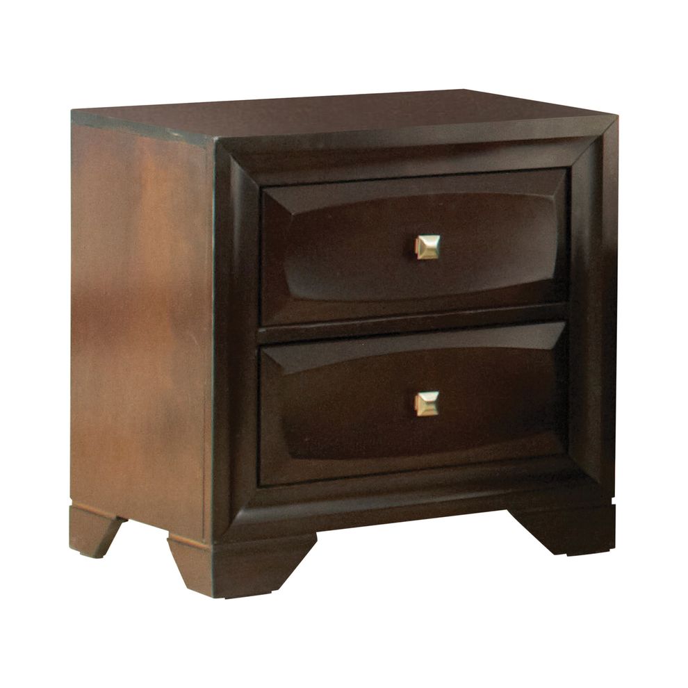 Transitional cappuccino two-drawer nightstand by Coaster