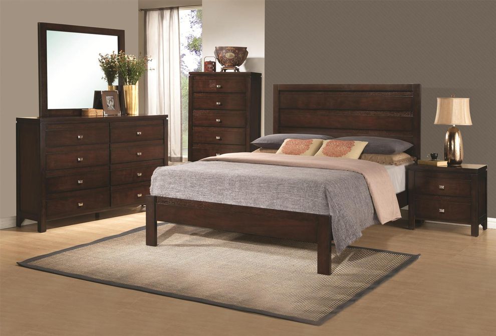 Cappuccino finish simple casual slat bed by Coaster