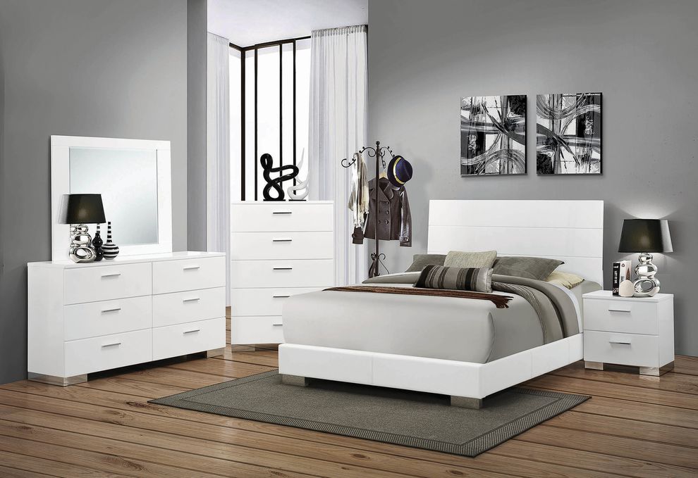 Simple and elegant white wood bed by Coaster