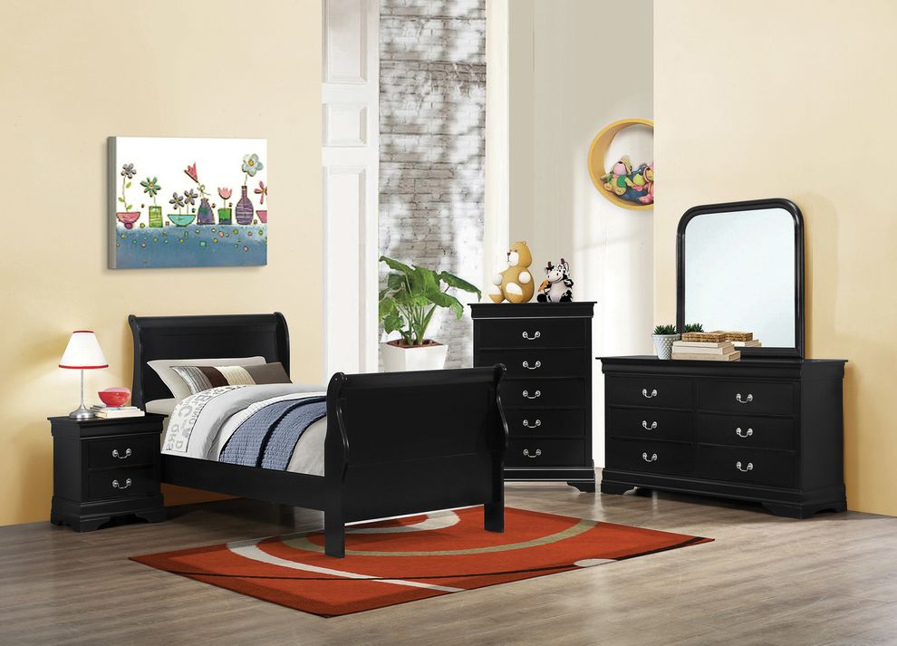 Black sleigh twin bed set by Coaster