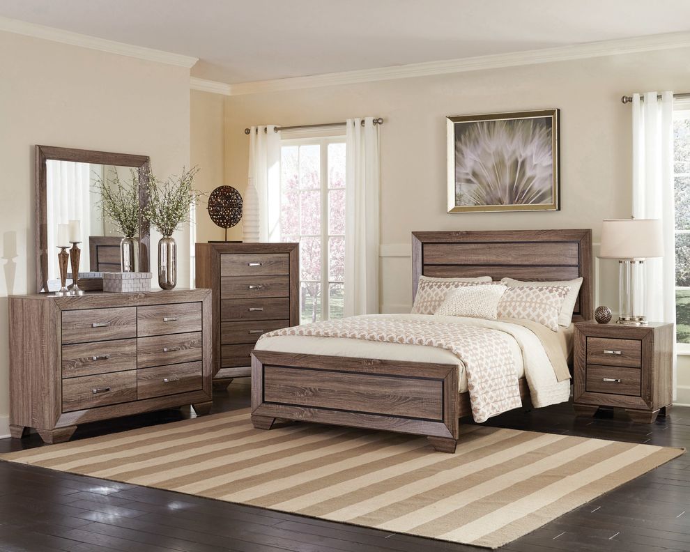 Transitional design natural oak wood bed by Coaster