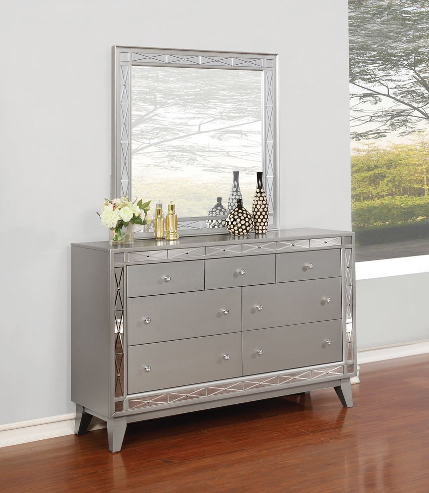 Contemporary seven-drawer silver glam dresser by Coaster