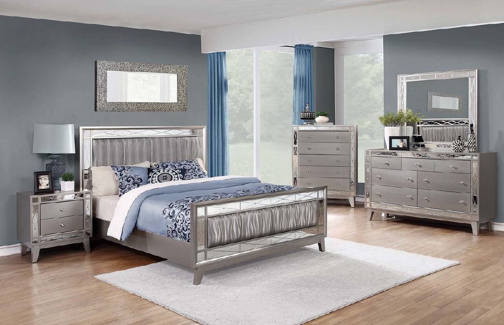 Contemporary metallic eastern king bed by Coaster