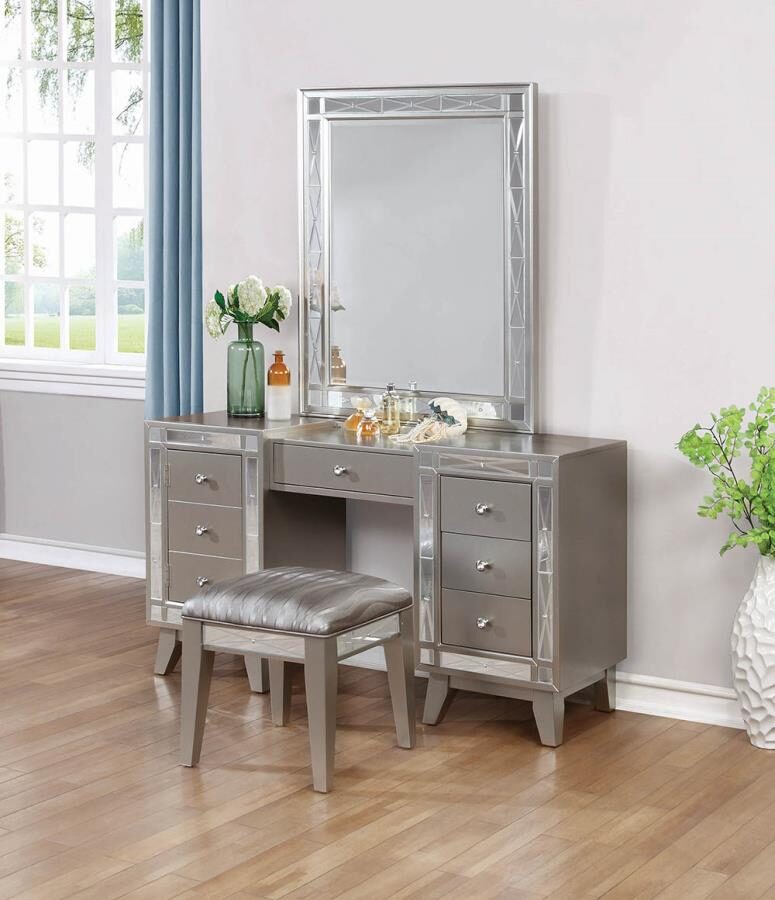 Leighton contemporary vanity desk and stool by Coaster
