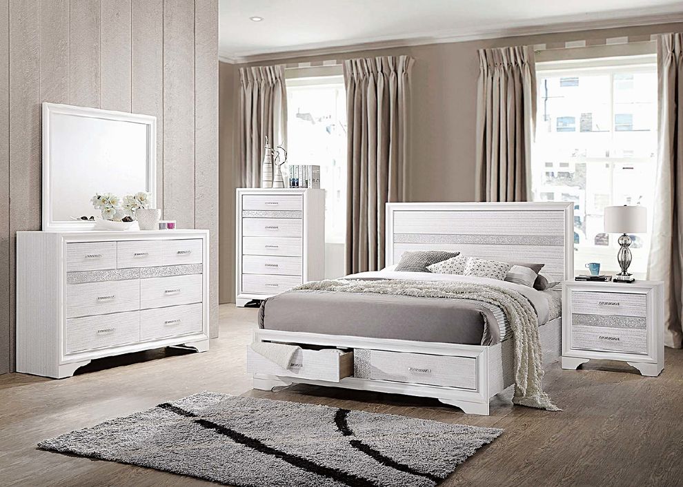 Miranda contemporary white eastern king storage bed by Coaster