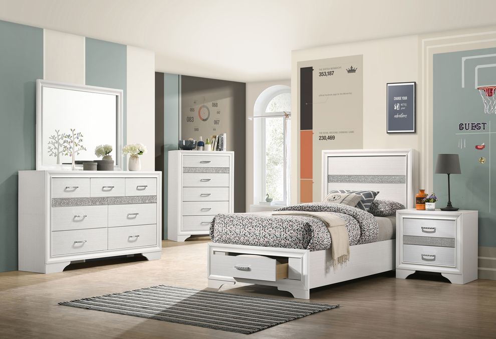 Сontemporary white twin storage bed by Coaster