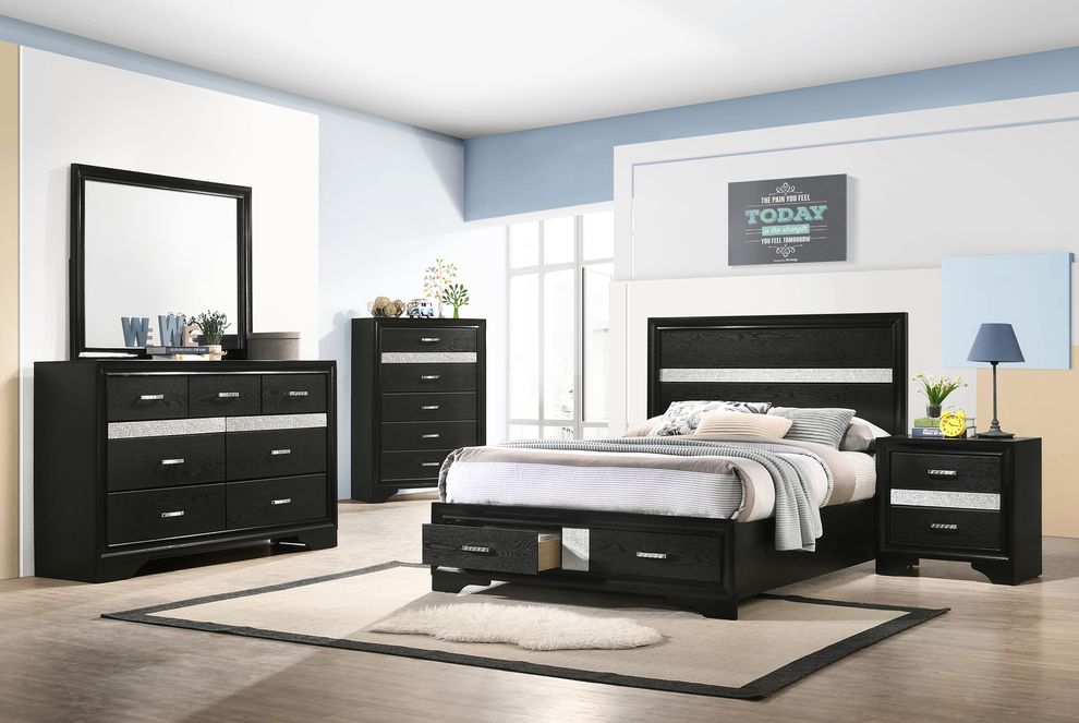 Contemporary black glam style full bed by Coaster