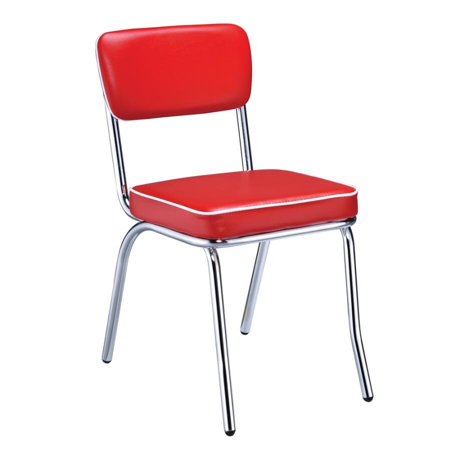 Retro red and chrome dining chair by Coaster