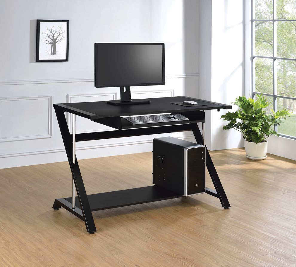 Contemporary black computer desk by Coaster