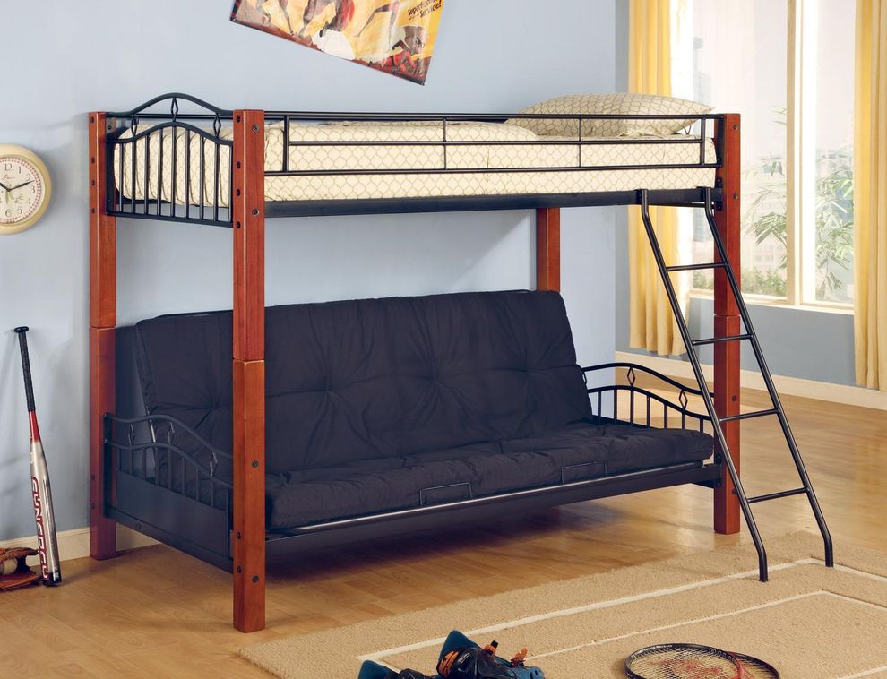 Collins collection cinnamon and black transitional bunk bed by Coaster