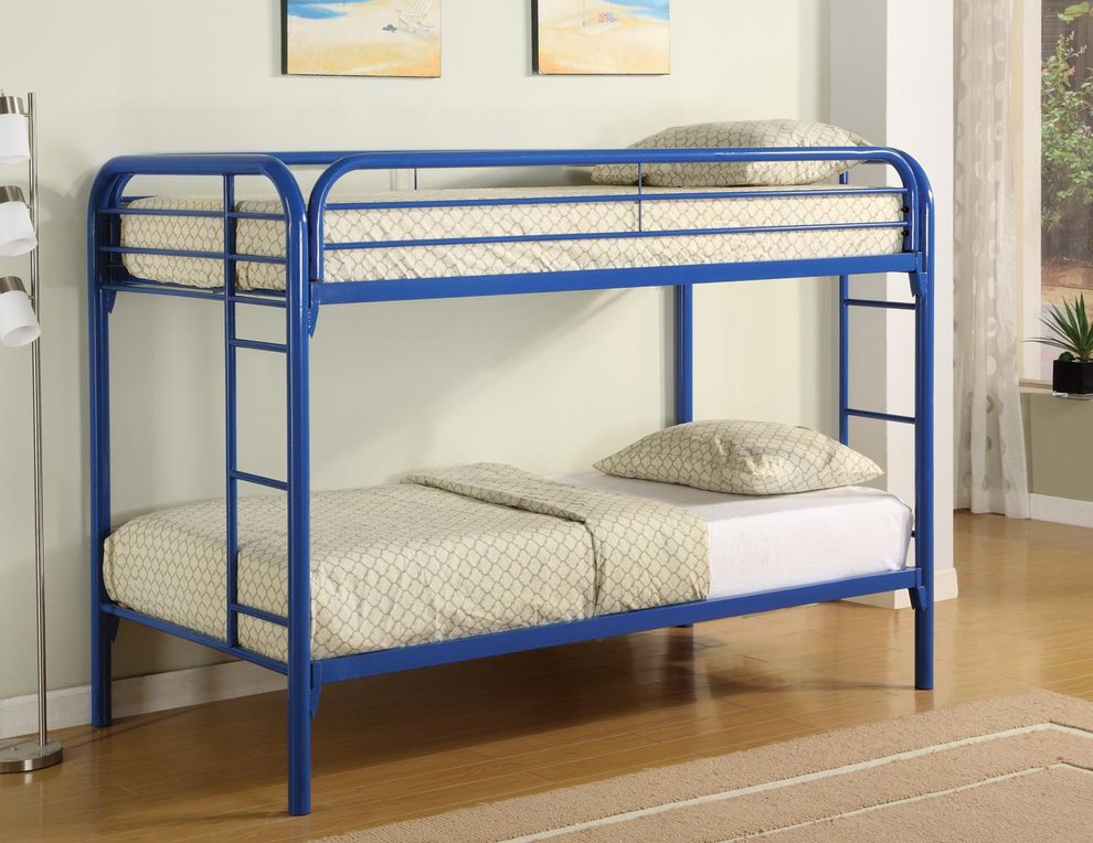 Morgan  twin-over-twin blue bunk bed by Coaster