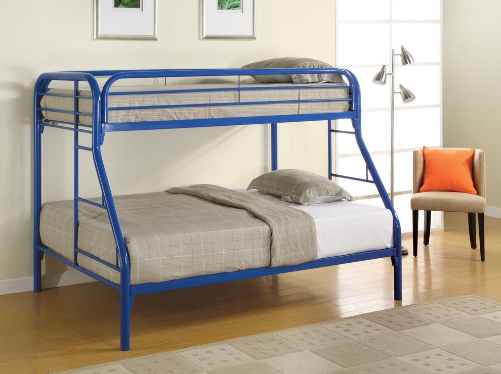 Morgan  twin-over-full blue bunk bed by Coaster