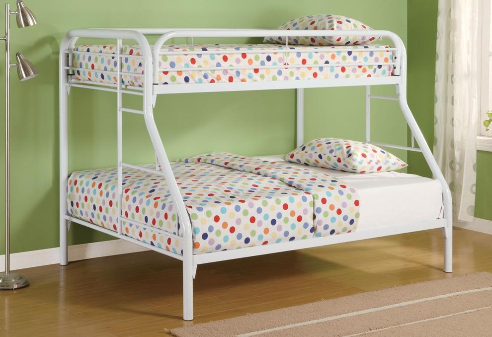Morgan  twin-over-full white bunk bed by Coaster