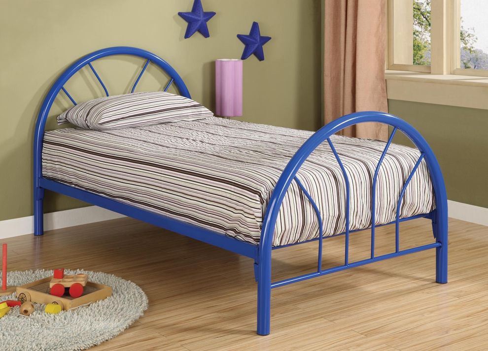 Twin youth bed in finished in blue metal by Coaster
