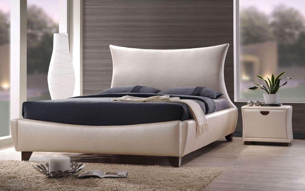 Contemporary curvy shape beige king bed by Acme