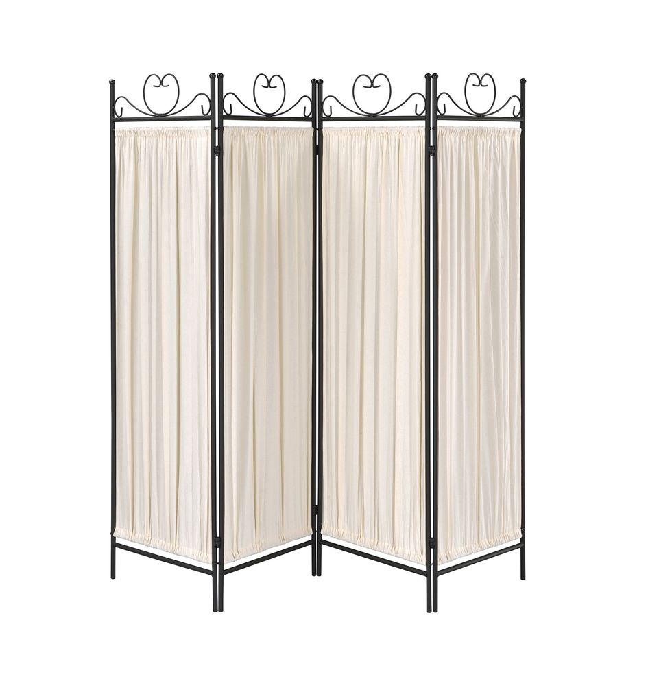 Traditional black and gold four-panel folding screen by Coaster