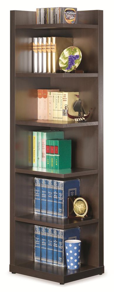 Corner bookcase w 6 shelves by Coaster