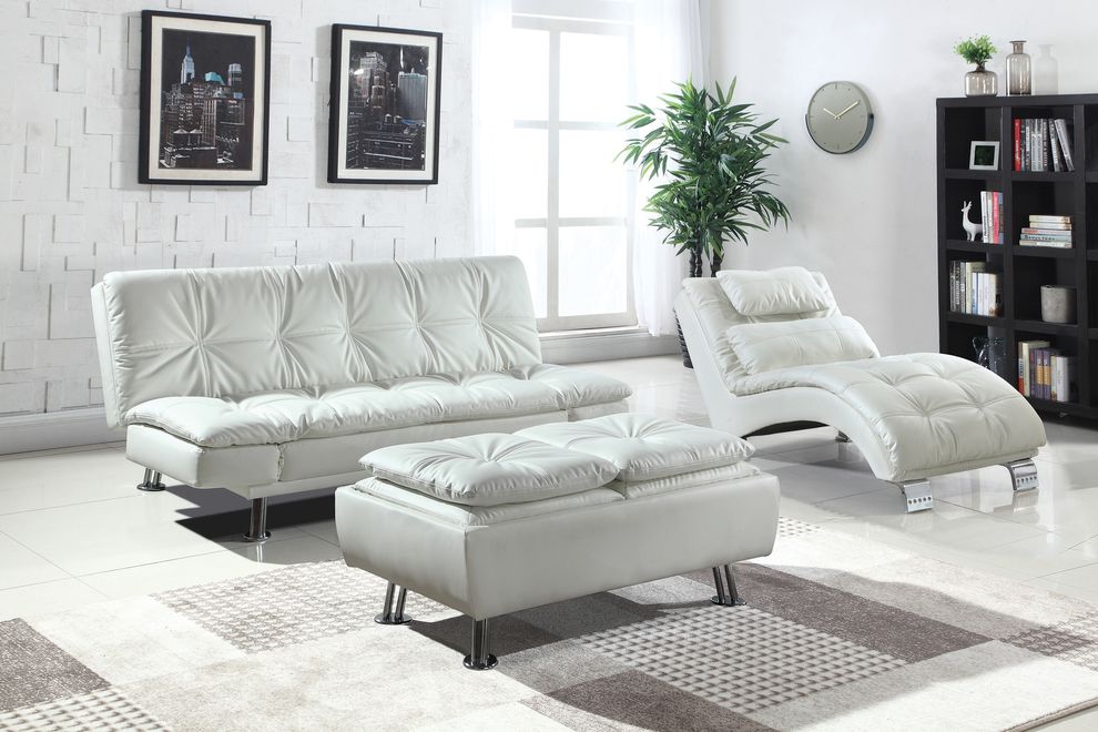 Casual modern sofa bed in white leatherette by Coaster
