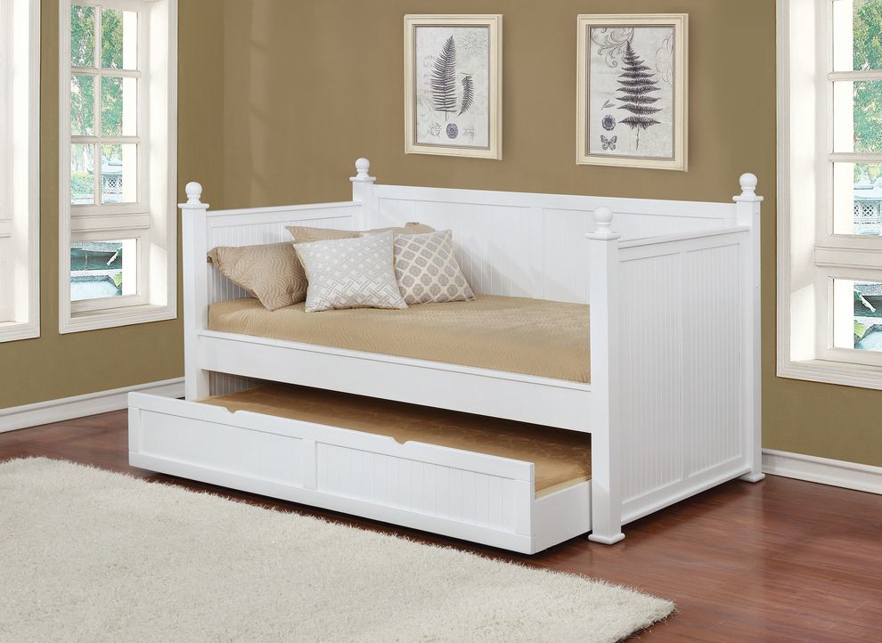 Twin daybed w/ trundle in white by Coaster