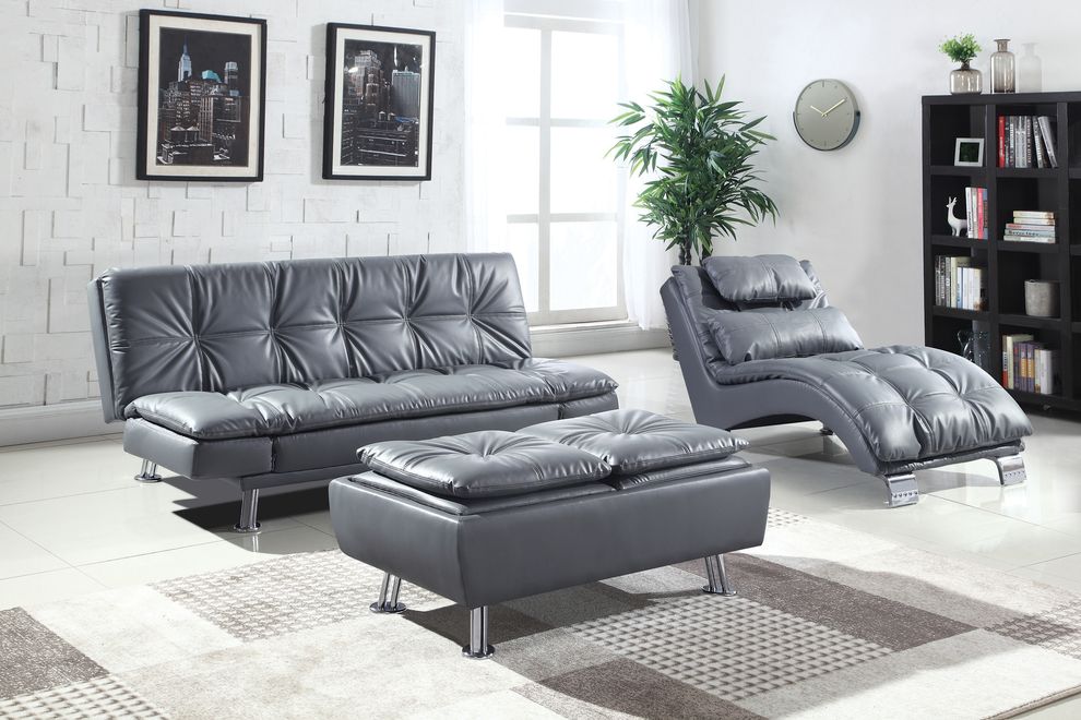 Casual modern sofa bed in gray leatherette by Coaster