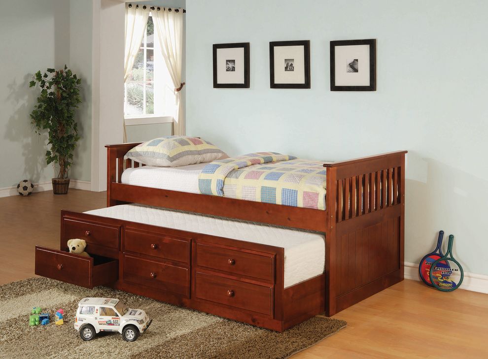 Cherry solid wood daybed w/ trundle by Coaster