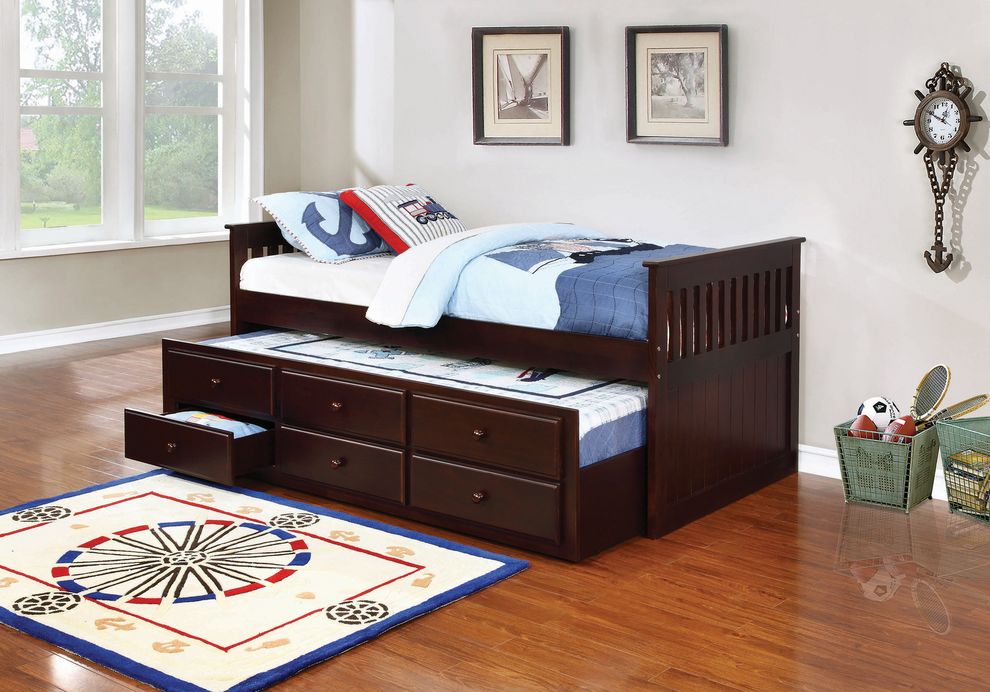 Captain's bed w/ trundle in espresso by Coaster