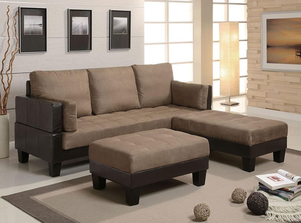 Sand beige / brown sectional sofa bed / ottoman set by Coaster