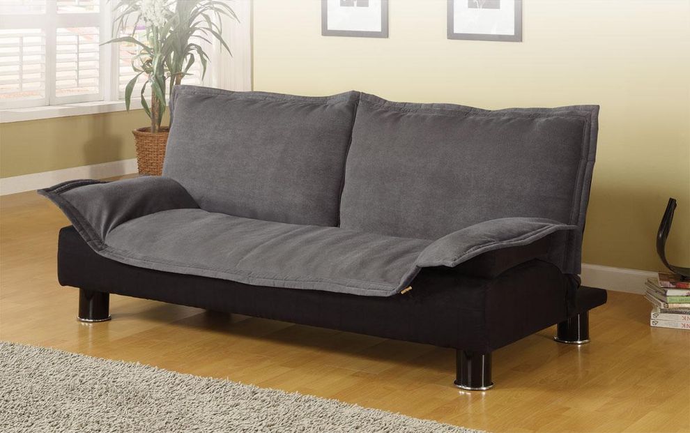 Gray/black affordable sofa bed with halfed back by Coaster