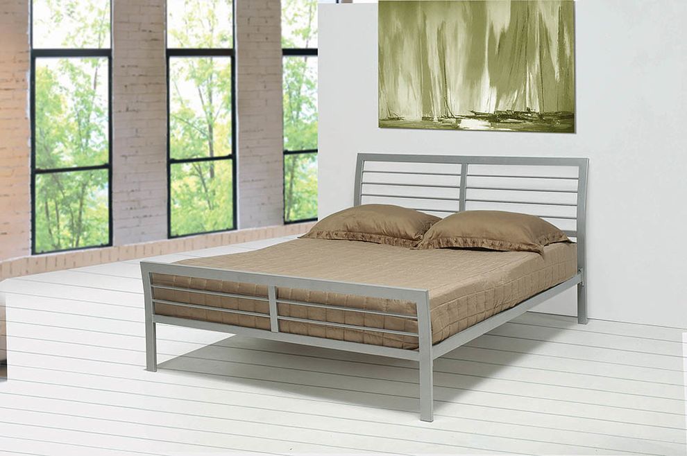 Modern silver coated metal platform full bed by Coaster