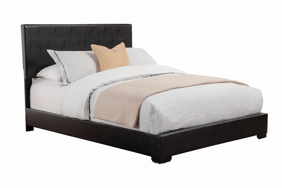 Black vinyl modern slat full bed in casual style by Coaster