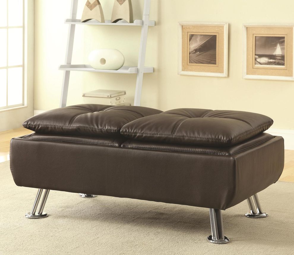Casual modern ottoman in brown leatherette by Coaster