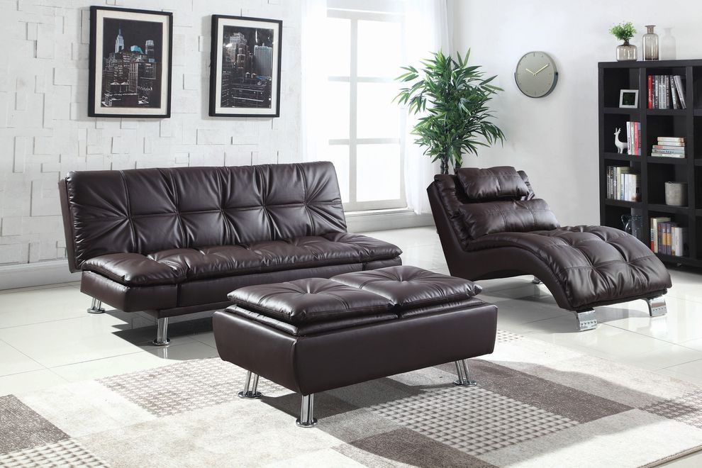 Casual modern sofa bed in brown leatherette by Coaster