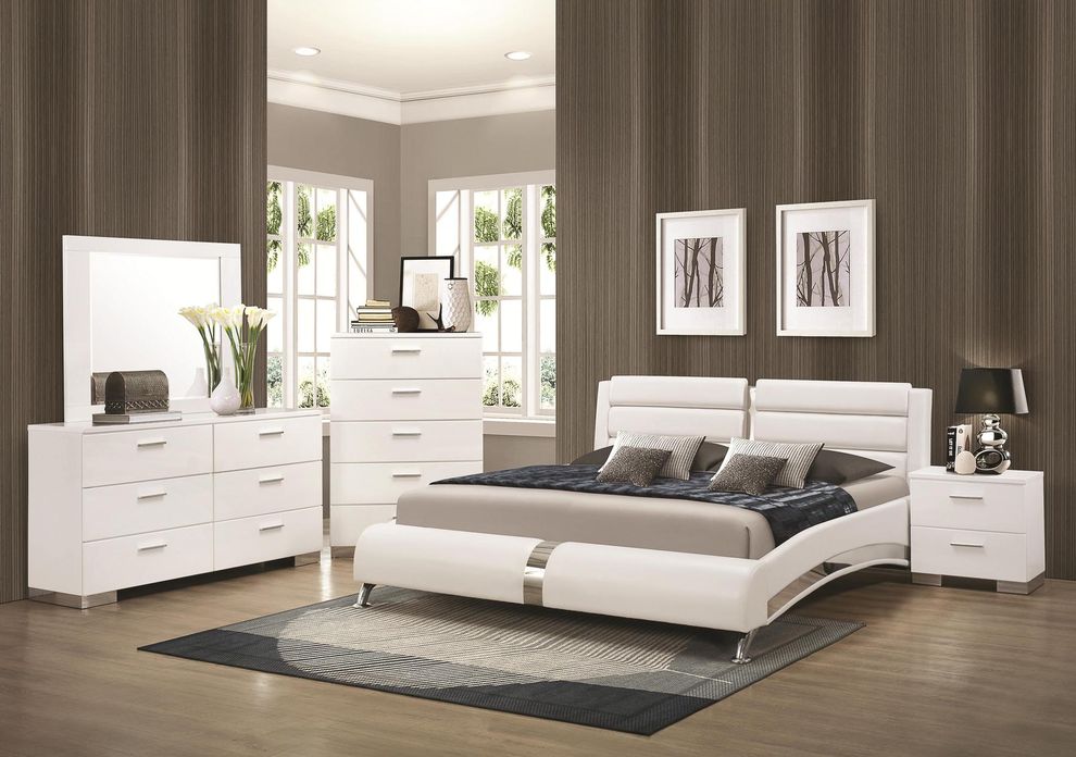 Modern white headboard bed in king size by Coaster