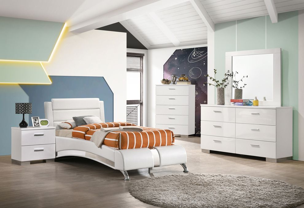 Modern white headboard twin bed by Coaster