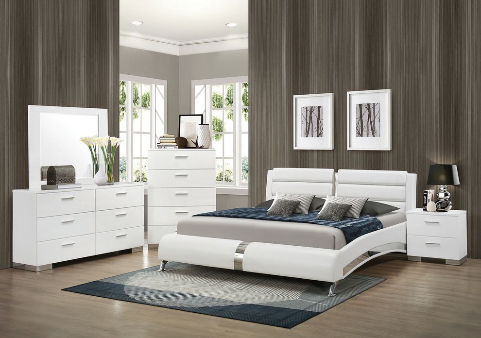 Modern white headboard bedroom set by Coaster