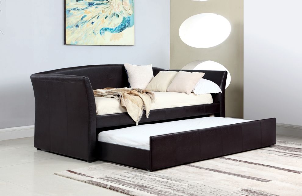 Transitional dark brown upholstered daybed by Coaster