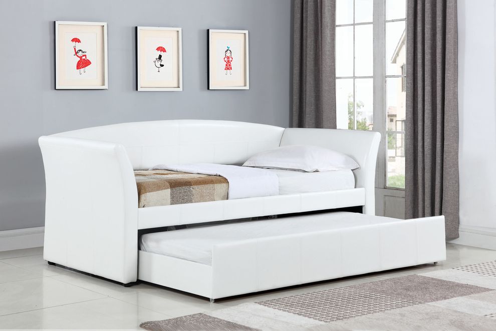 Transitional white upholstered daybed by Coaster